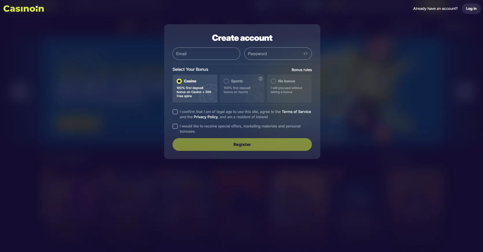 Βήματα για ενεργοποίηση μπόνους στο Casinoin — Casinoin Bonus διαδικασία Βήματα για ενεργοποίηση μπόνους στο Casinoin